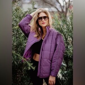 KatyDid Purple Quilted Puffer Jacket Lightweight Zip Front Casual Coat M